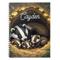 Cute  Badger Family Personalized Notebook