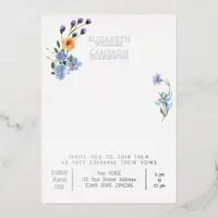 Boho Watercolor Wildflowers Foil Invitation