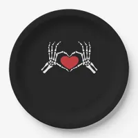 Kids Skeleton Hand Heart Valentines Day Cool Class Paper Plates
