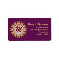 Purple+Gold Decor Wheel Monogram Address Label