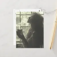 Woman Enjoys Steaming Tea Postcard