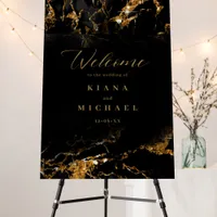 Marble Glitter Wedding Welcome Black Gold ID644 Foam Board