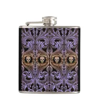 Goth Purple Ornament With Skull Hip Flask