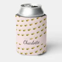 Bees pink fun humor name script can cooler