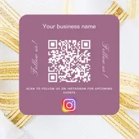 Purple plum business name qr code instagram square sticker