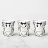 Gothic Floral Skull RIP Twenties 30th Birthday Paper Cups