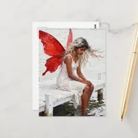 Fairy Sitting on a Dock With Her Feet in the Water Postcard