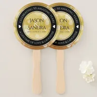 Elegant 50th Golden Wedding Anniversary Hand Fan