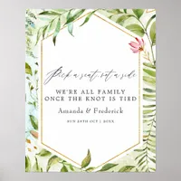 Watercolor Geometric Crystal Wedding Pick a Seat Poster