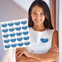 Something Blue Floral Bridal Shower Name Tags Sticker