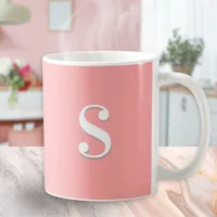 Soft Blush Pink Simple Modern Monogrammed Initial Coffee Mug