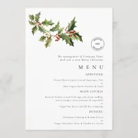 Logo Holly Business Christmas Party Menu Card