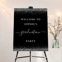 Silver Glitter Welcome Graduation Party Black Foam Foam Board