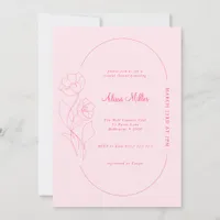 Modern Pink Minimalist Flower Bridal Shower Invitation