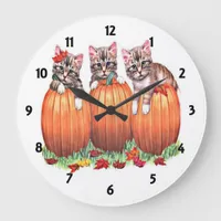 Kittens on Pumpkins Wall Clock