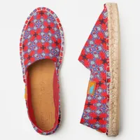 Quatrefoil Geometric Pattern Bold Stylish Red Blue Espadrilles