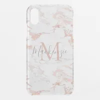 Chic Blush Pink | Rose Gold Foil Monogram iPhone XR Case