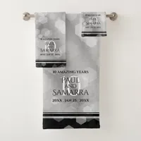 Elegant 10th Tin Wedding Anniversary Bath Towel Set