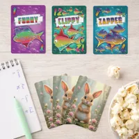 Cute little bunny surrounded by flowers, kids   go fish cards