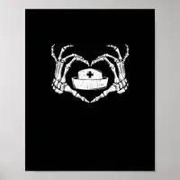 Skeleton Hand Heart - Halloween Costume Nurse Poster