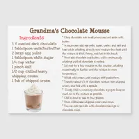 Chocolate Mousse Recipe Magnetic Card