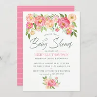 Peony flowers Spring Baby Shower invitation