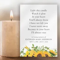 Light This Candle Remembrance Tribute Place Card