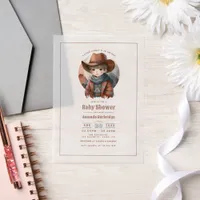 Rustic Western Little Cowboy Baby Shower Vellum Invitations