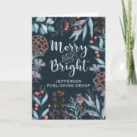 Rustic Winter Foliage Berries Merry and Bright Holiday Card