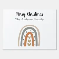 Christmas rainbow brown beige gray white sign