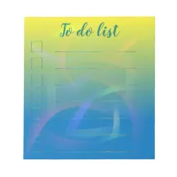 Trendy Ombre Yellow to Blue Abstract To Do List Notepad