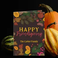 Autumn Leaves Acorns Berries Happy Friendsgiving Card