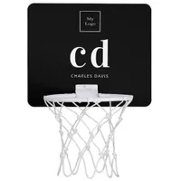 Logo black white monogram initials name business mini basketball hoop