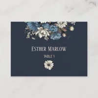 Elegant Navy Floral Wedding  Place Card