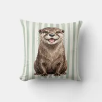 River Otter Wildlife Throw Pillow Cover