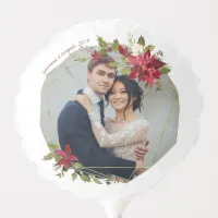 Christmas Geometric Floral Wreath Holiday Photo Balloon