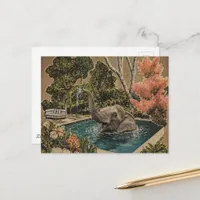 Vintage Elephant in the pool Postcard