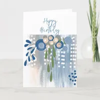 Abstract Floral Happy Birthday Greeting Card