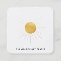 *~* Gold Foil Sun & Golden Rays Spiritual Center Square Business Card