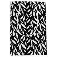 Black and White Modern Foliage Medium Gift Bag