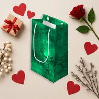 Whimsical Green Graphic Heart Pattern Design Small Gift Bag