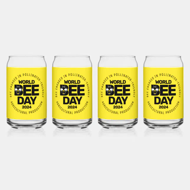 World Bee Day Yellow Black Pollinator Can Glass