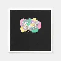 Skeleton Hands Heart With Abstract Coloured Backgr Napkins