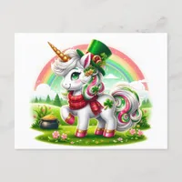 Adorable St. Patricks Day Unicorn Postcard