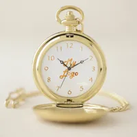 Custom logo image business white gold pocket watch