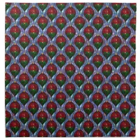 Christmas Ornament Red Green Blue Stained Glass  Cloth Napkin