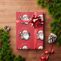 Santa Christmas Tree Red Merry Christmas Wrapping Paper