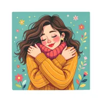 Love Yourself | Girl Hugging Herself Metal Print