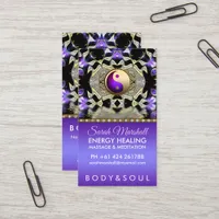 Purple Gold Reflection Mandala Holistic Healing Business Card