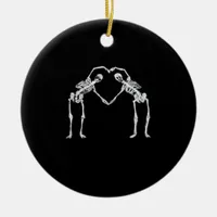 Two Skeleton Hearts Hands Classic Ceramic Ornament